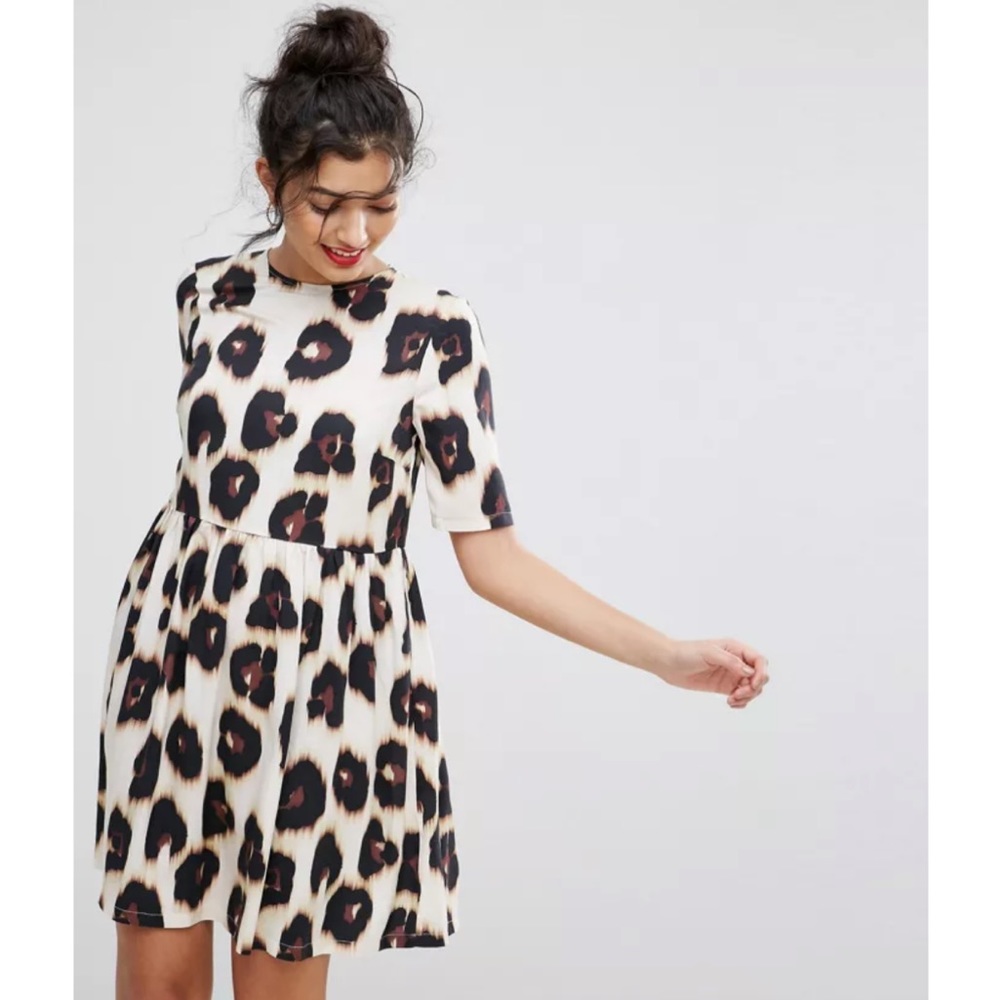 ASOS Smock Dress in Animal/Leopard Print